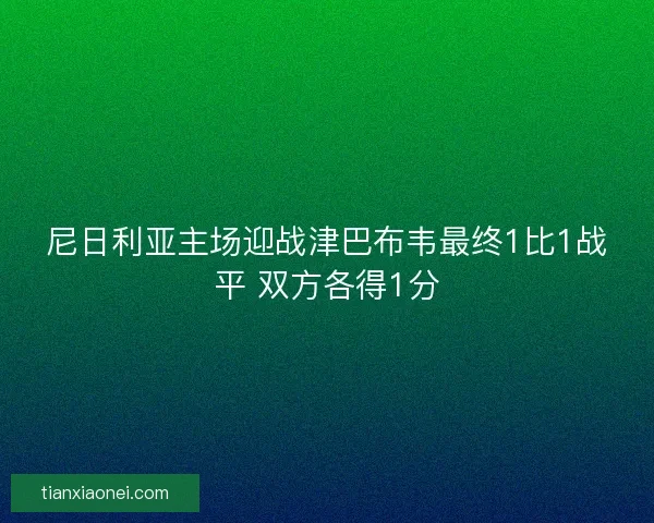 尼日利亚主场迎战津巴布韦最终1比1战平 双方各得1分